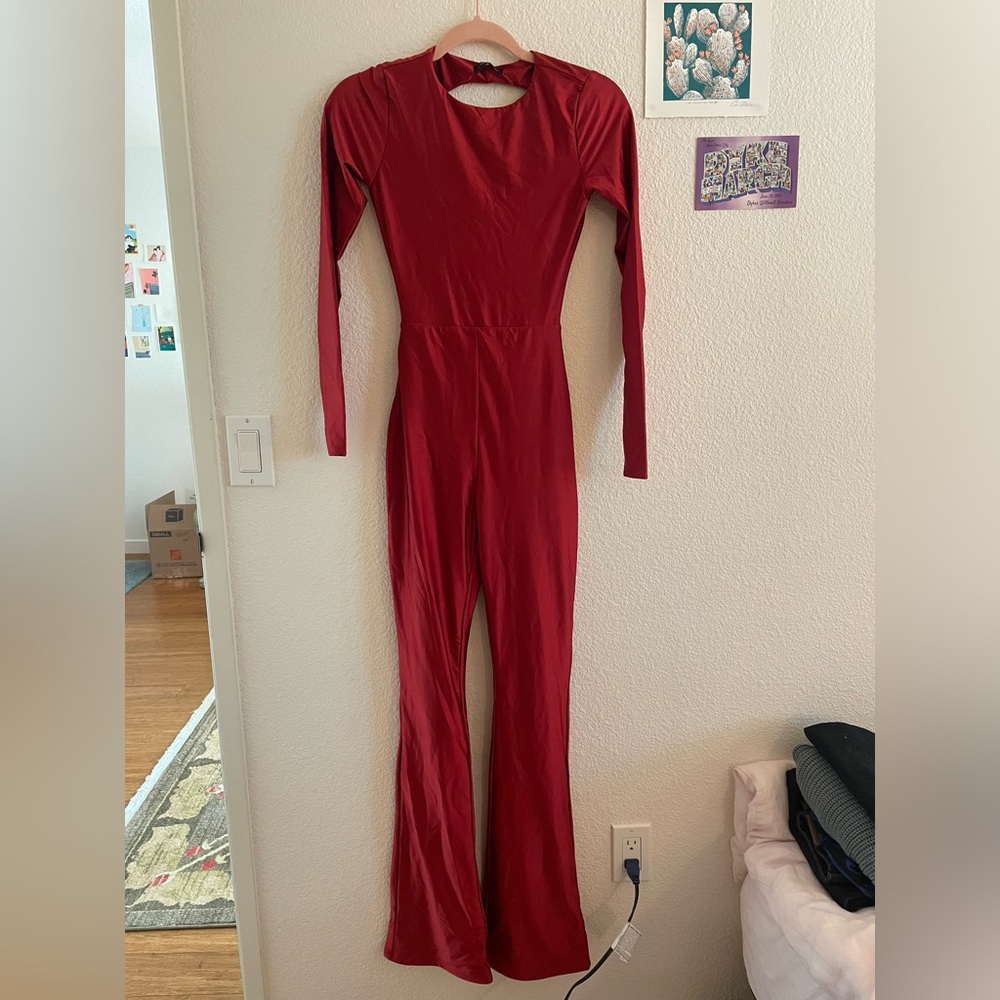NWT metallic red jumpsuit